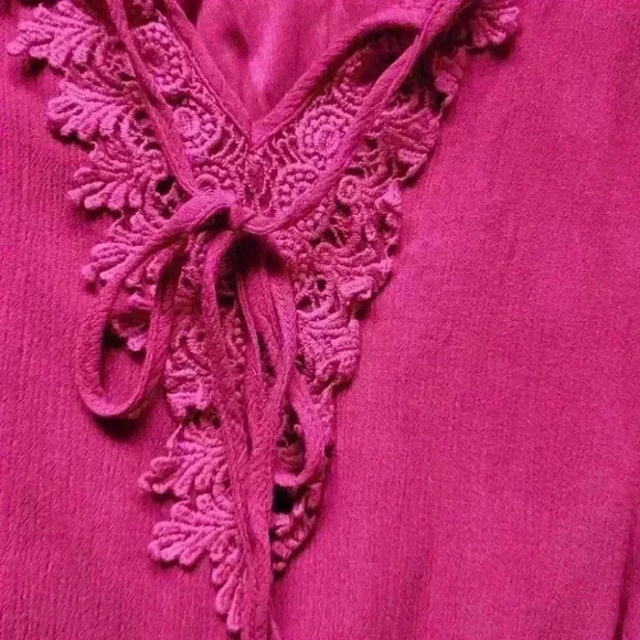 Naif burgundy red v-neck boho style shift dress size medium - Picture 6 of 12